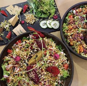 Raw food dishes at Petit Brot - Cold Press Raw Eco in Barcelona