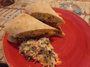 Falafel and avocado ciabatta with vegan slaw at Lounges - Pato Lounge in Orpington