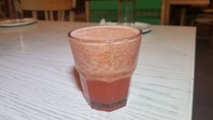 Fresh strawberry drink at Shams El Balad Cafe in Amman