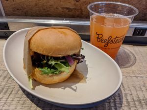 BEETsteak Burger and house-made juice at Beefsteak - Foggy Bottom in Washington