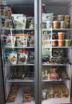 Vegan refrigerated items at Alice Rebel's in Chelsea