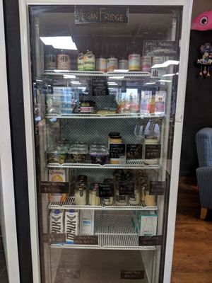 Vegan fridge at Alice Rebel's in Chelsea