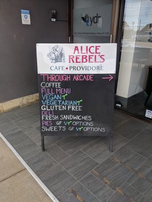 Front sign at Alice Rebel's in Chelsea