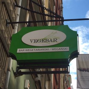 outside sign at Vege Bar in Gdansk