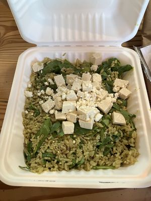 Cilantro rice bowl with added tofu   at Cafe del Soul in Mill Valley