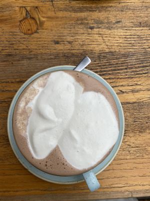 hot chocolate with vegan whipped cream  at Kaf in Copenhagen