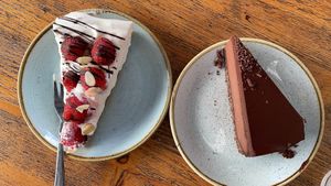 Strawberry pie and triple chocolate cake at Kaf in Copenhagen