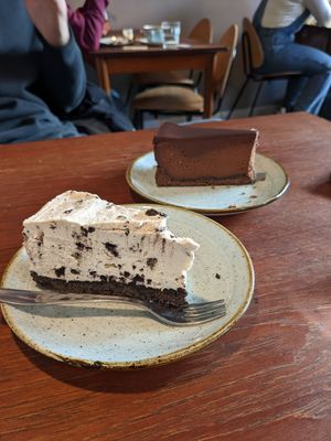 Wonderful Oreo cheesecake and triple chocolate cake at Kaf in Copenhagen