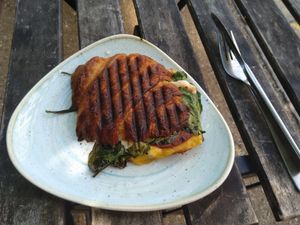 Delicious grilled croissant -YUM! at Kaf in Copenhagen