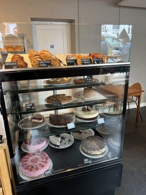 The cake and pastries display  at Kaf in Copenhagen
