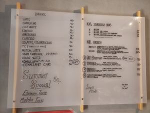 Menu at Kaf in Copenhagen