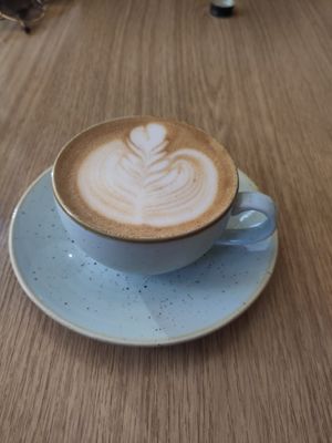 Oat milk cappuccino at Kaf in Copenhagen