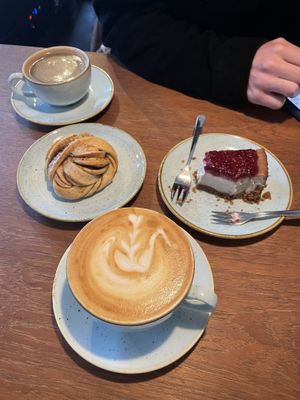 New York style cheesecake and cardamom bun  at Kaf in Copenhagen