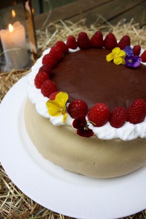 Beautiful vegan layered cream cakes at Kaf in Copenhagen