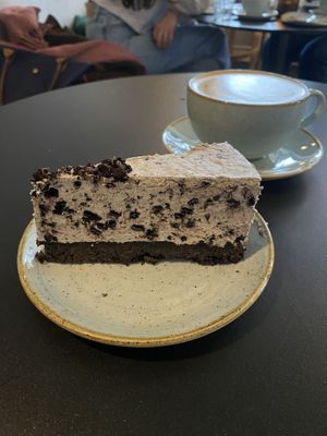 Amazing Oreo cake and latte  at Kaf in Copenhagen