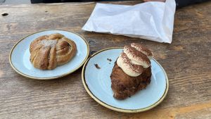 Cardamom bun and tiramisu croissant   at Kaf in Copenhagen