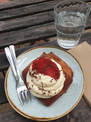 Strawberry cloud made with sourdough at Kaf in Copenhagen