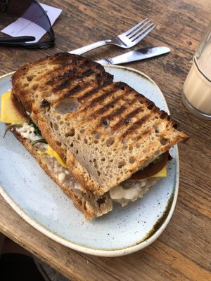 Grilled sandwich with seitan   at Kaf in Copenhagen