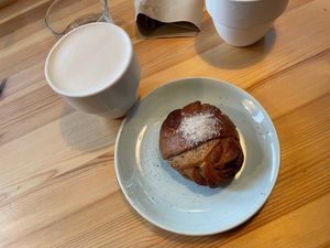 Cardamom bun and chai latte at Kaf in Copenhagen