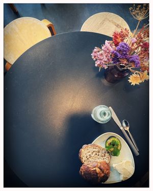 Sourdough Bun with fresh avocado and whipped butter.   at Kaf in Copenhagen