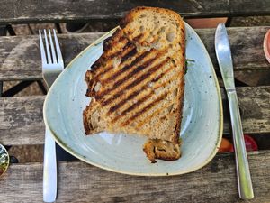 Bread filled with Tomato, Spinach, etc. at Kaf in Copenhagen