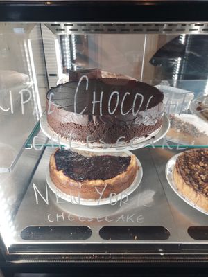 Chocolate cake or new york cheese cake at Kaf in Copenhagen
