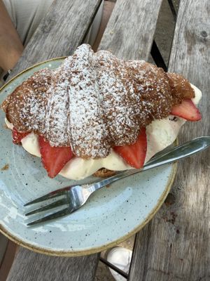 Croissant with strawberries and creamm  at Kaf in Copenhagen
