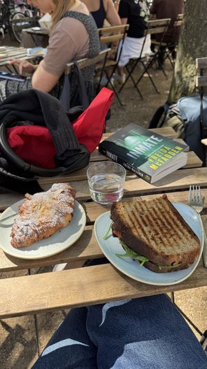 almond croissant, grilled cheese sourdoughh  at Kaf in Copenhagen