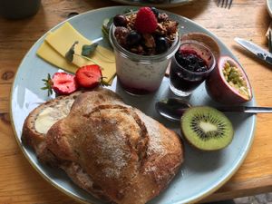 Brunch selection. A larger one is also available with a croissant, but this was plenty!  at Kaf in Copenhagen