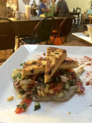 Tofu Zatar with Freekah tabouli and babaganouch at Lentil As Anything - Thornbury in Thornbury