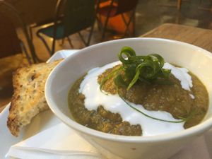 Sweet potato and coriander soup at Lentil As Anything - Thornbury in Thornbury