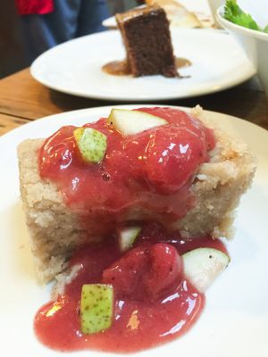 Nepalese semolina halva & strawberry fruit puree at Lentil As Anything - Thornbury in Thornbury