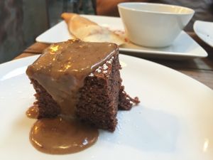 Chocolate cake with salted caramel at Lentil As Anything - Thornbury in Thornbury