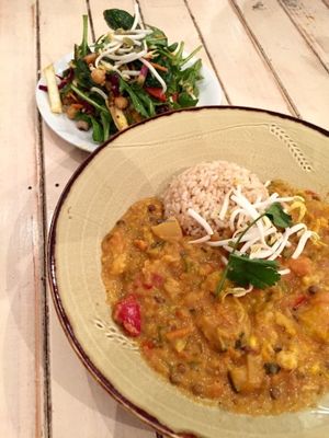 Mixed veg curry & roast veg salad at Lentil As Anything - Thornbury in Thornbury