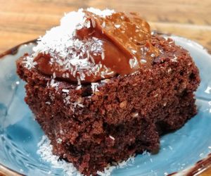 Chocolate cake with peanut butter sauce at Lentil As Anything - Thornbury in Thornbury
