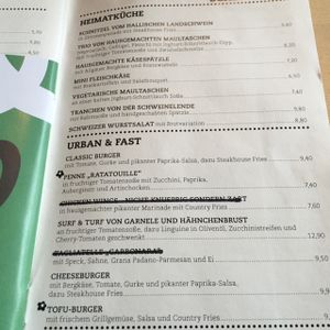 menu at Schlosskeller in Pforzheim