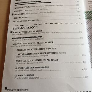 menu  at Schlosskeller in Pforzheim