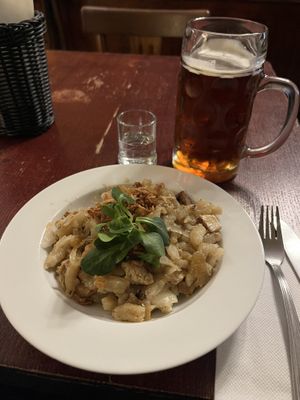 Sauerkraut, smoked tofu, gnocchi, plum brandy    at Blatouch in Prague