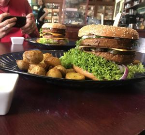 Tasty big as*  vegan burger 🍔☘️ at Blatouch in Prague