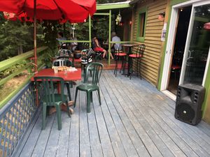 Outside at Le Mouton Noir in Val-david