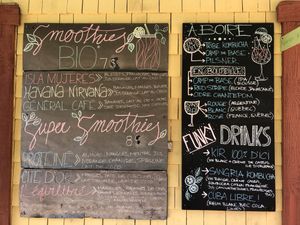 Drinks menu at General Cafe in Val-david