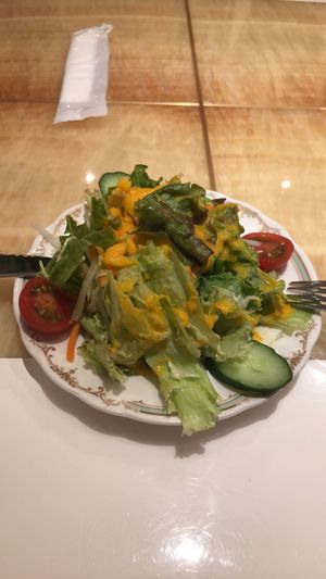 Curry set comes with a delicious salad at Milan Nataraj in Tokyo