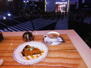 Pumpkin & walnut cake (Vegan) and Soy Chai Tea at Milan Nataraj in Tokyo