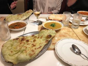 Veggie curry, vegan naan and dahl  at Milan Nataraj in Tokyo