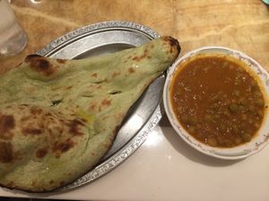 Naan with dal curry  at Milan Nataraj in Tokyo
