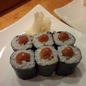 Eggplant maki with peanut red miso paste.  at Arami in Chicago