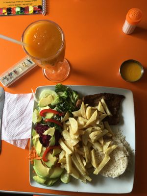 bistec a la plancha at Nature's Center Vegetarian Restaurant in Cajamarca