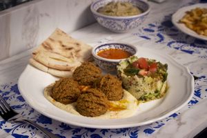 Falafel on a Plate at Baba Ghanoush Falafel Shop in Athens