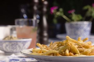 Homemade French Fries at Baba Ghanoush Falafel Shop in Athens