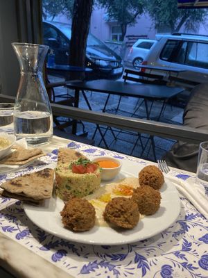 Delicious food at Baba Ghanoush Falafel Shop in Athens
